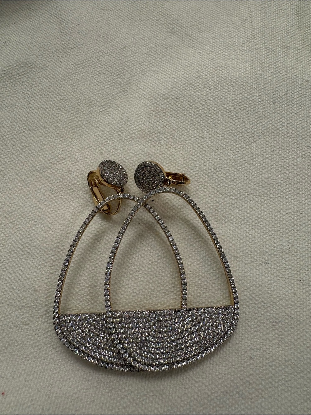 Gold-Tone Pave Crystal Teardrop Clip-On Earrings - Brand